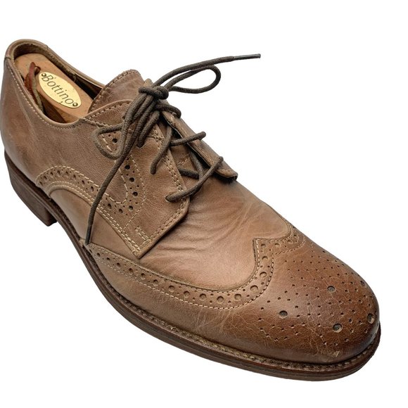 BOSTONIAN Pavillion Taupe Leather Burnish Wingtip Oxfords - Picture 2 of 10
